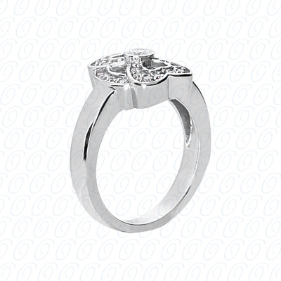 14 Karat White Gold  Cut Diamond Unique Engagement Ring 