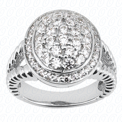 14 Karat White Gold  Cut Diamond Unique Engagement Ring 