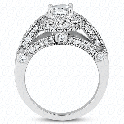 14 Karat White Gold  Cut Diamond Unique Engagement Ring 