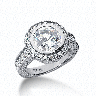 14 Karat White Gold  Cut Diamond Unique Engagement Ring 