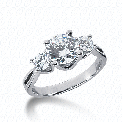 14KP Round  Cut Diamond Unique <br>Engagement Ring 0.50 CT. Three Stones Style