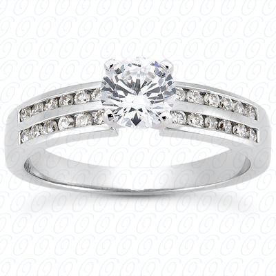 14 Karat White Gold  Cut Diamond Unique Engagement Ring 