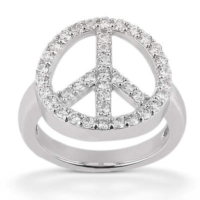 14 Karat White Gold  Cut Diamond Unique Engagement Ring 