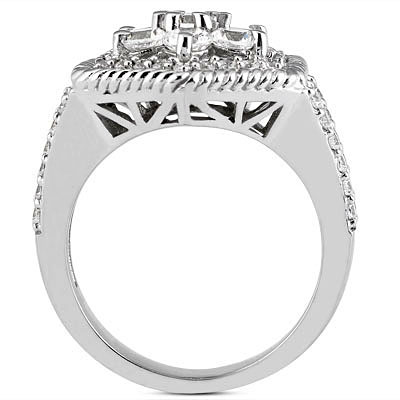 14 Karat White Gold  Cut Diamond Unique Engagement Ring 