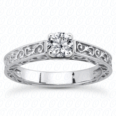 14 Karat White Gold  Cut Diamond Unique Engagement Ring 