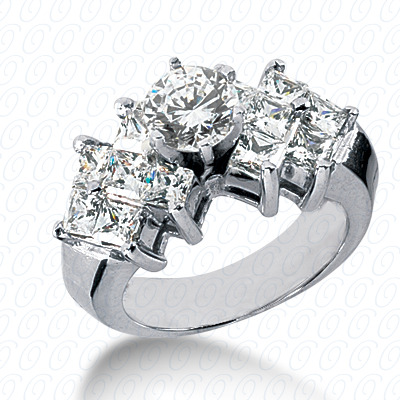 14 Karat White Gold  Cut Diamond Unique Engagement Ring 