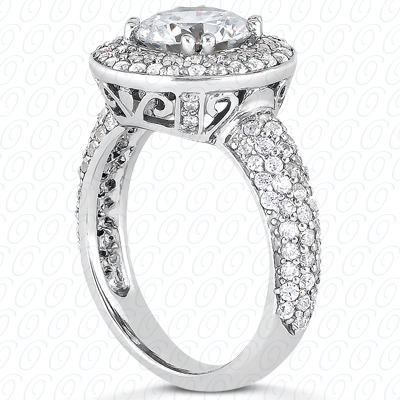 14 Karat White Gold  Cut Diamond Unique Engagement Ring 