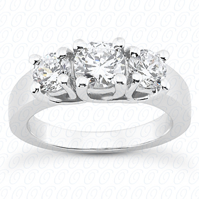 14KP Round  Cut Diamond Unique <br>Engagement Ring 0.24 CT. Three Stones Style