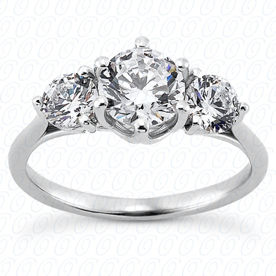 14KP Round  Cut Diamond Unique <br>Engagement Ring 0.30 CT. Three Stones Style