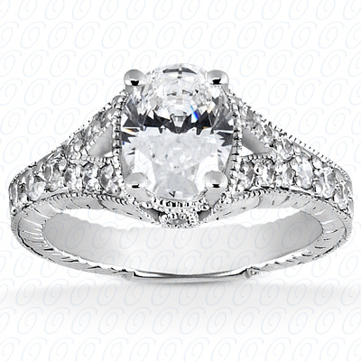 14 Karat White Gold  Cut Diamond Unique Engagement Ring 