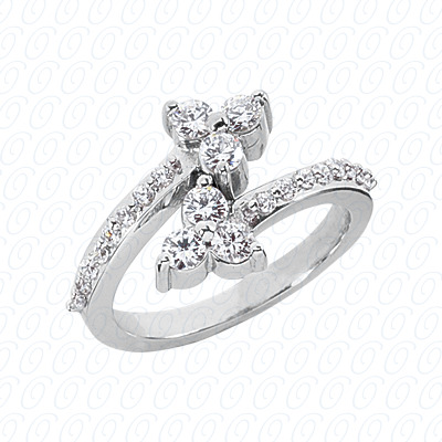 14 Karat White Gold  Cut Diamond Unique Engagement Ring 