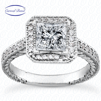 14 Karat White Gold  Cut Diamond Unique Engagement Ring 