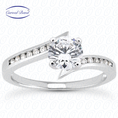 14 Karat White Gold  Cut Diamond Unique Engagement Ring 