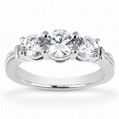 14KP Round  Cut Diamond Unique <br>Engagement Ring 0.30 CT. Three Stones Style