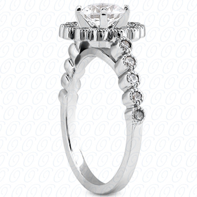 14 Karat White Gold  Cut Diamond Unique Engagement Ring 