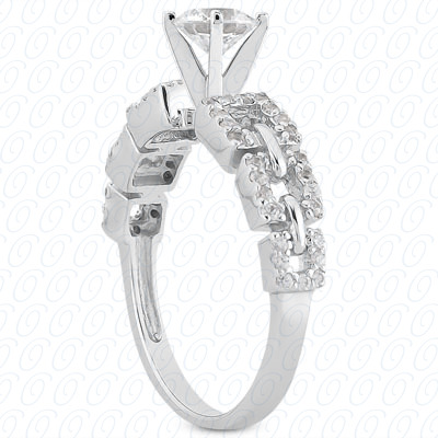 14 Karat White Gold  Cut Diamond Unique Engagement Ring 