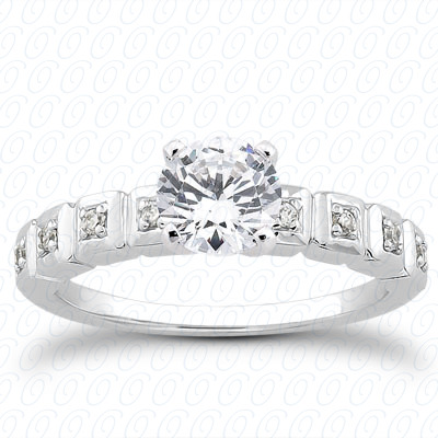 14 Karat White Gold  Cut Diamond Unique Engagement Ring 