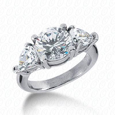 14KP Combination Cut Diamond Unique <br>Engagement Ring 0.00 CT. Three Stones Style