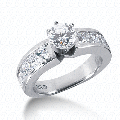 14 Karat White Gold  Cut Diamond Unique Engagement Ring 