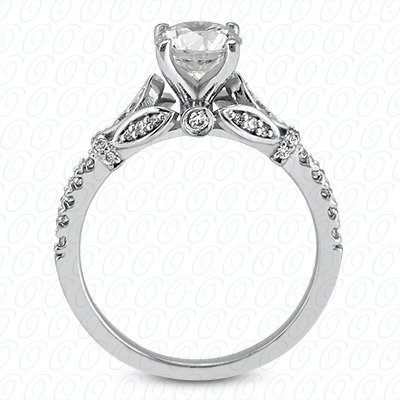 14 Karat White Gold  Cut Diamond Unique Engagement Ring 