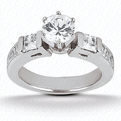 14 Karat White Gold  Cut Diamond Unique Engagement Ring 