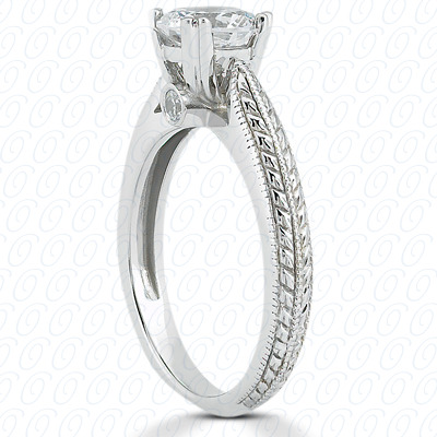 14 Karat White Gold  Cut Diamond Unique Engagement Ring 