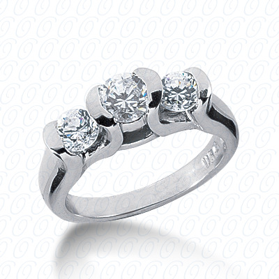 14KP Round  Cut Diamond Unique <br>Engagement Ring 0.60 CT. Three Stones Style