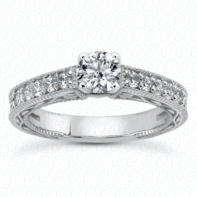 14 Karat White Gold  Cut Diamond Unique Engagement Ring 