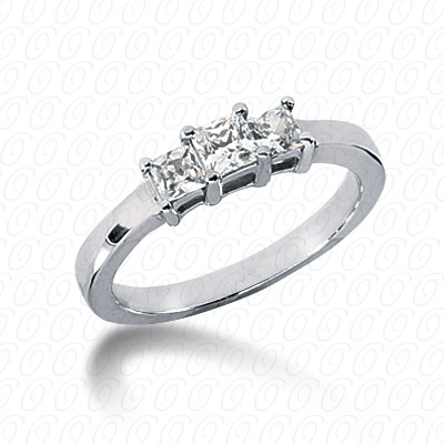 14KP Princess  Cut Diamond Unique Engagement Ring 0.45 CT. Three Stones Style