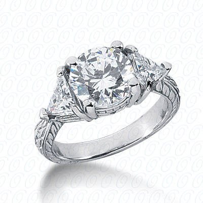 14 Karat White Gold  Cut Diamond Unique Engagement Ring 