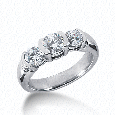 14KP Round  Cut Diamond Unique Engagement Ring 0.70 CT. Three Stones Style