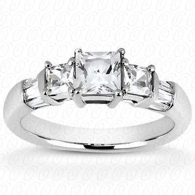 14KP Princess  Cut Diamond Unique Engagement Ring 0.52 CT. Three Stones Style