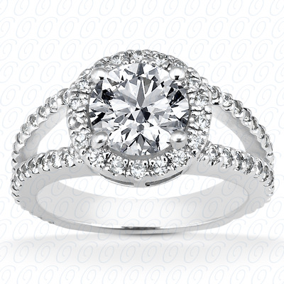 14 Karat White Gold  Cut Diamond Unique Engagement Ring 