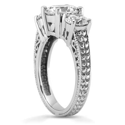 14 Karat White Gold  Cut Diamond Unique Engagement Ring 
