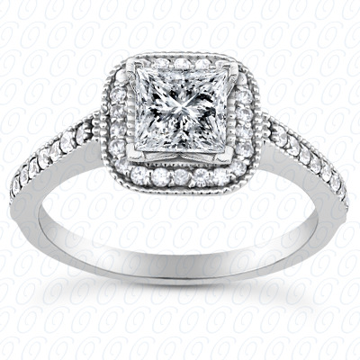 14 Karat White Gold  Cut Diamond Unique Engagement Ring 