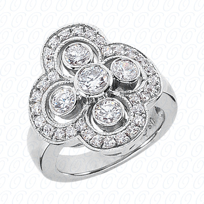 14 Karat White Gold  Cut Diamond Unique Engagement Ring 