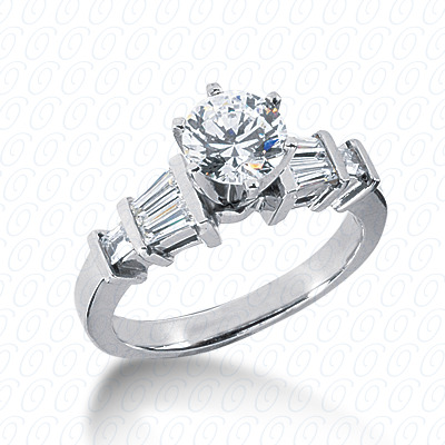 14 Karat White Gold  Cut Diamond Unique Engagement Ring 