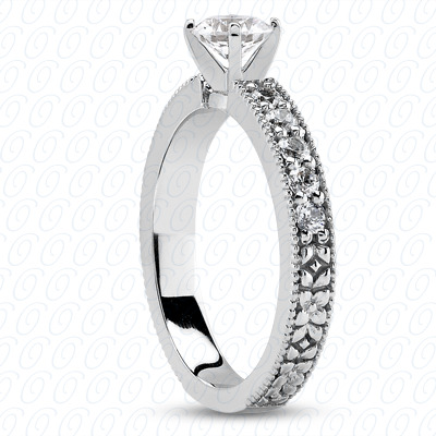 14 Karat White Gold  Cut Diamond Unique Engagement Ring 
