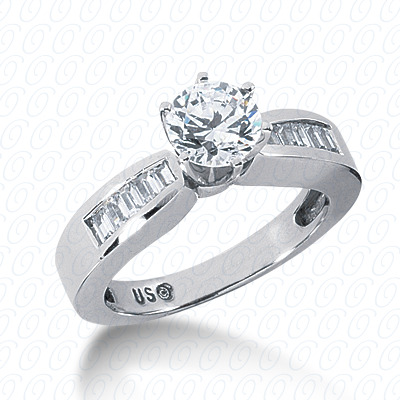 14 Karat White Gold  Cut Diamond Unique Engagement Ring 
