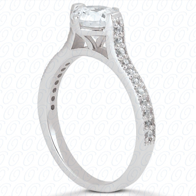 14 Karat White Gold  Cut Diamond Unique Engagement Ring 