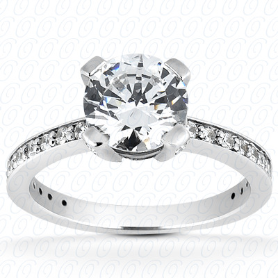 14 Karat White Gold  Cut Diamond Unique Engagement Ring 