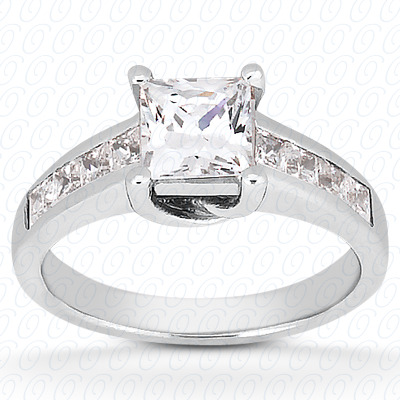 14 Karat White Gold  Cut Diamond Unique Engagement Ring 