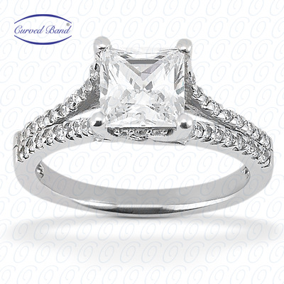 14 Karat White Gold  Cut Diamond Unique Engagement Ring 