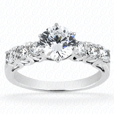 14 Karat White Gold  Cut Diamond Unique Engagement Ring 
