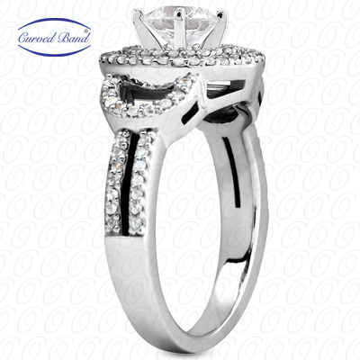 14 Karat White Gold  Cut Diamond Unique Engagement Ring 