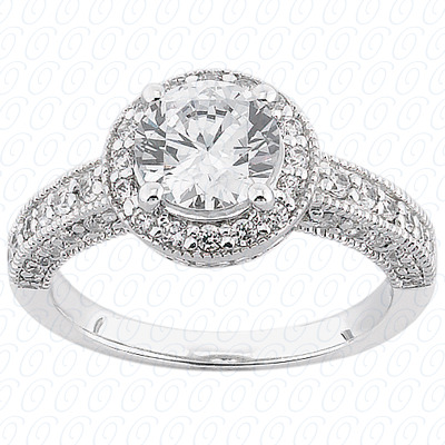 14 Karat White Gold  Cut Diamond Unique Engagement Ring 