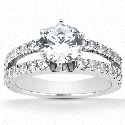 14 Karat White Gold  Cut Diamond Unique Engagement Ring 