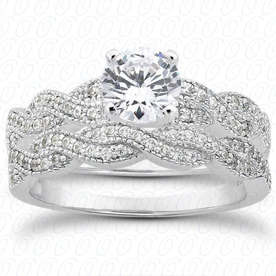 14 Karat White Gold  Cut Diamond Unique Engagement Ring 
