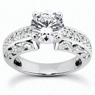 14 Karat White Gold  Cut Diamond Unique Engagement Ring 