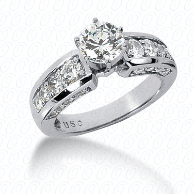 14 Karat White Gold  Cut Diamond Unique Engagement Ring 